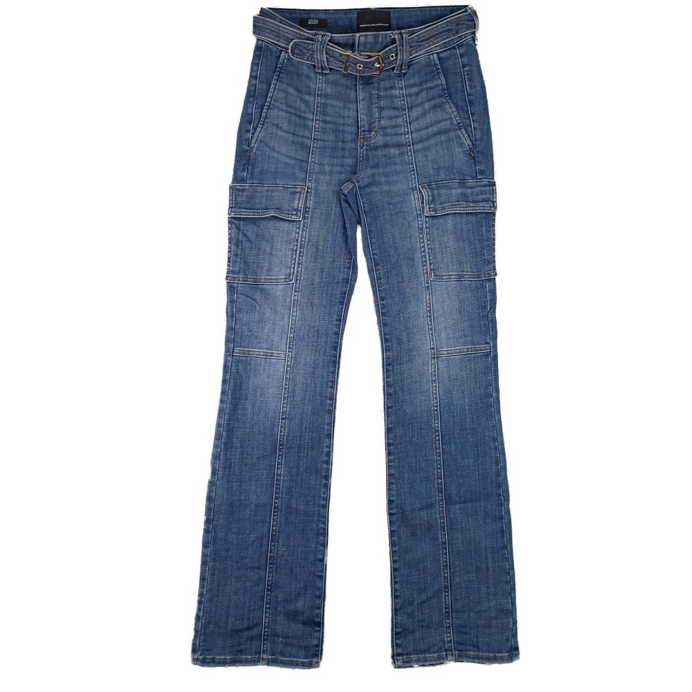 White House Black Market WHBM Womens 0 Boot Cargo Belted Stretch Denim Jeans